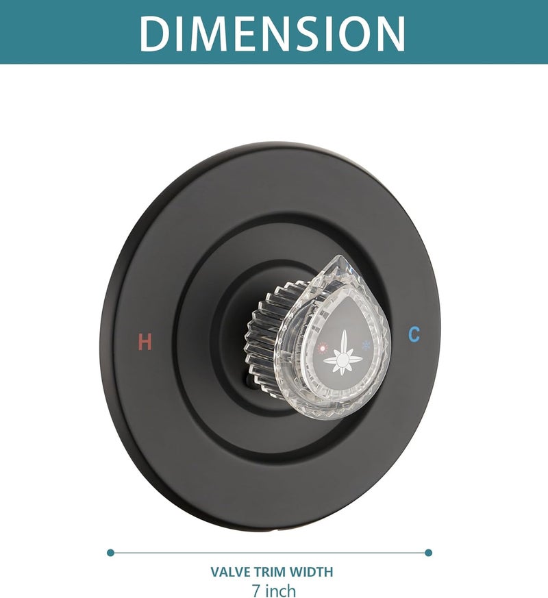 Ultrimkit Shower Faucet Trim Kit Compatible with Moen Fit Chateau Valve Only, Pull-on Push-off Design Knob Handle, Matte Black - Image 5